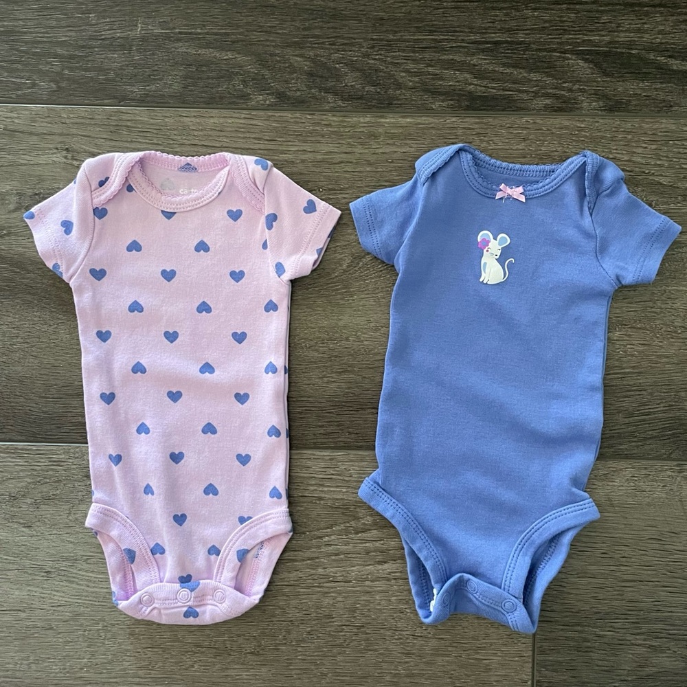 Set of 8 Carter’s Baby Girl Onesies Sz NB - Picture 4 of 6